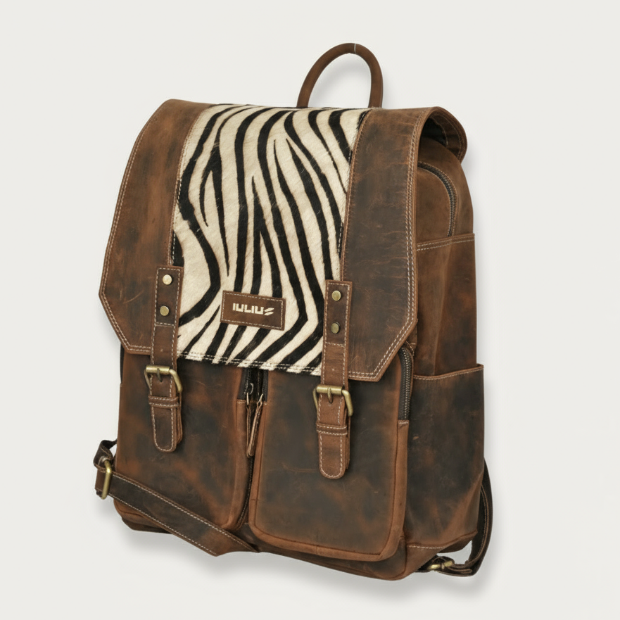 Wild Heritage Leather Backpack with zebra pattern flap – CherryMax Germany