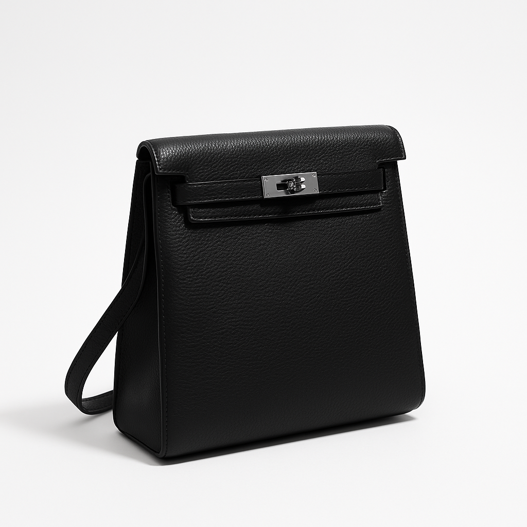 Convertible leather backpack with turn-lock closure