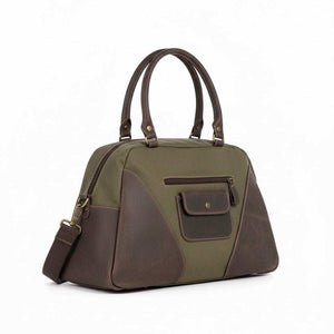 VOOC Tiara EC7 canvas shoulder bag with leather accents and trapezoid shape