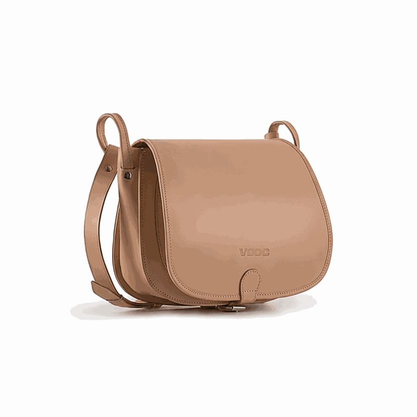 Classic women's leather postbag in natural juchta leather with adjustable strap and elegant vintage design.
