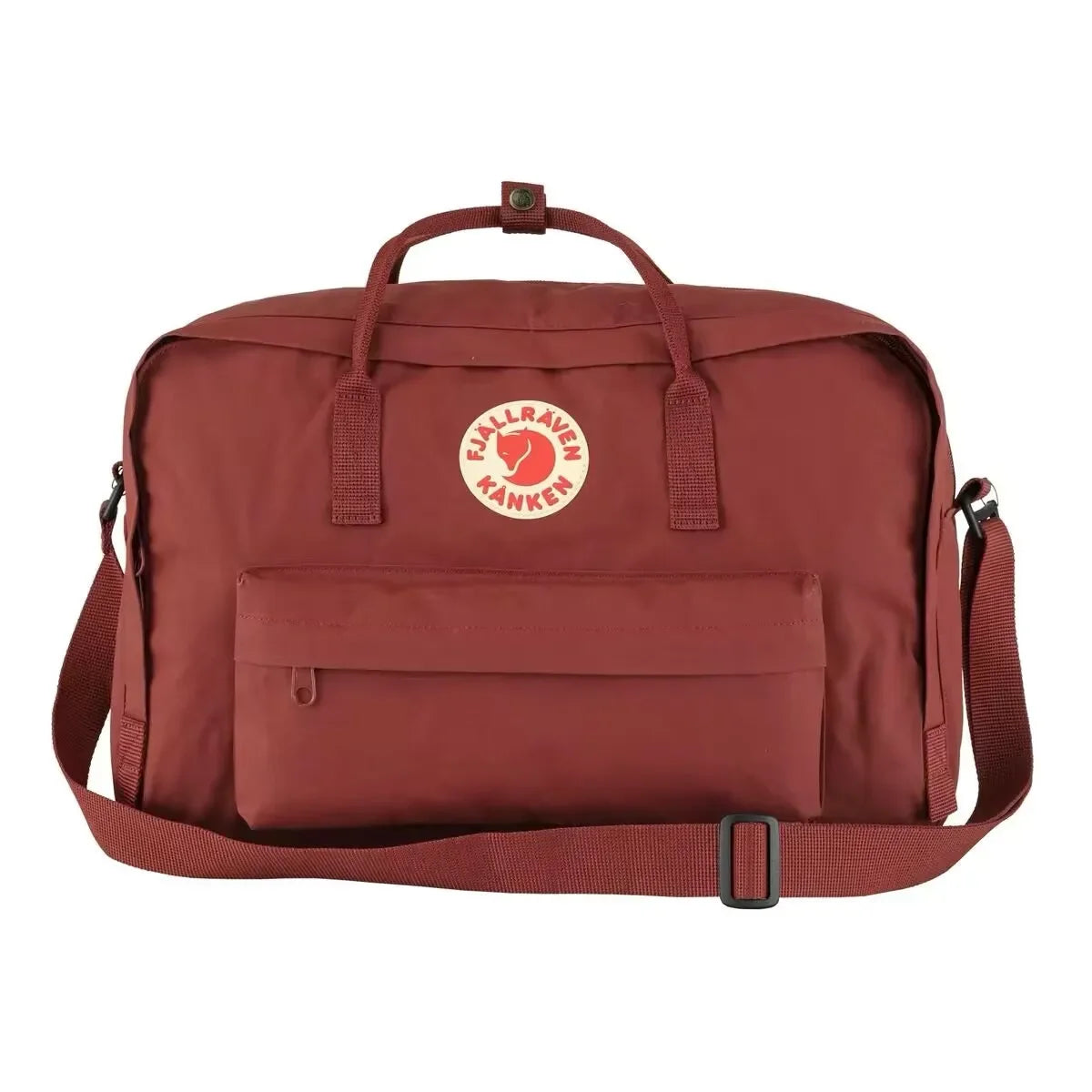 Red Fjällräven Kånken – durable nylon bag with soft handles