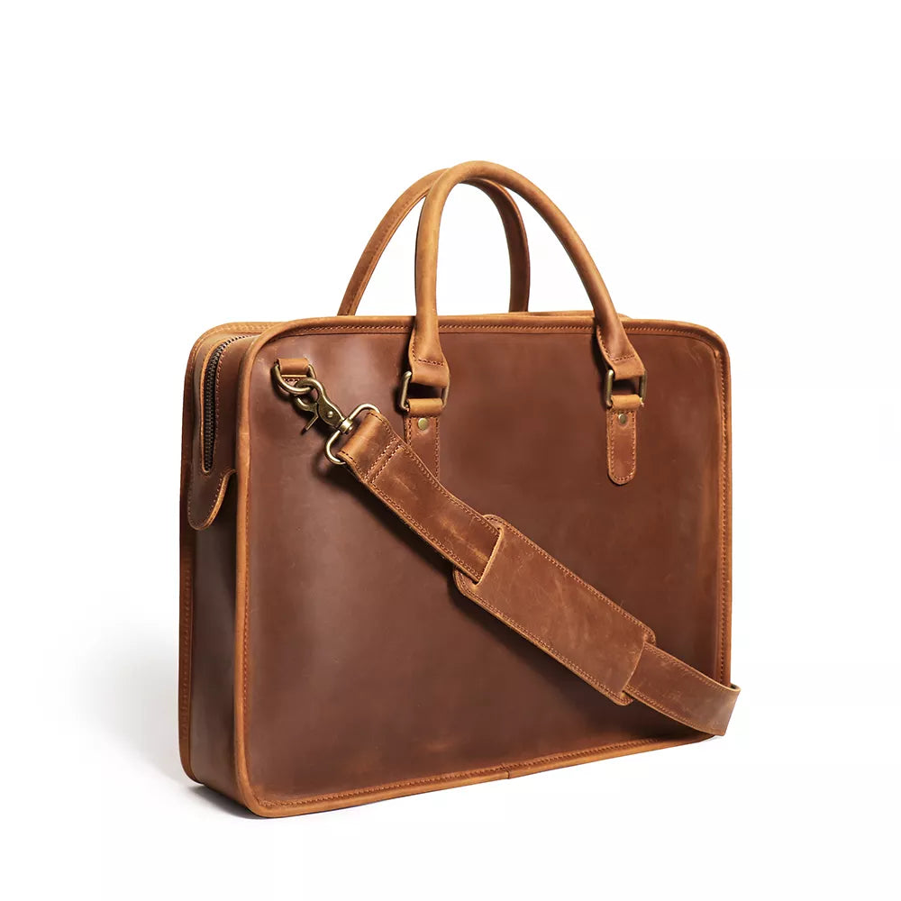 Hemming leather laptop bag in vintage brown – CherryMax Germany
