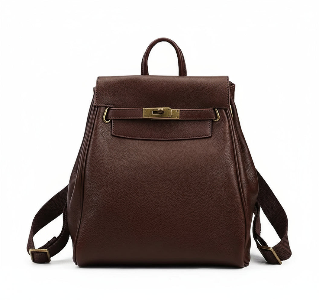 Women's Leather Padlock Backpack-1