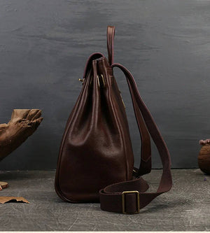 Women's Leather Padlock Backpack-3