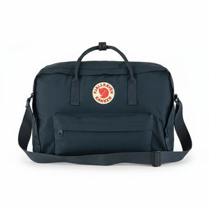 Navy blue Kånken shoulder bag with logo patch – Scandinavian minimalist design