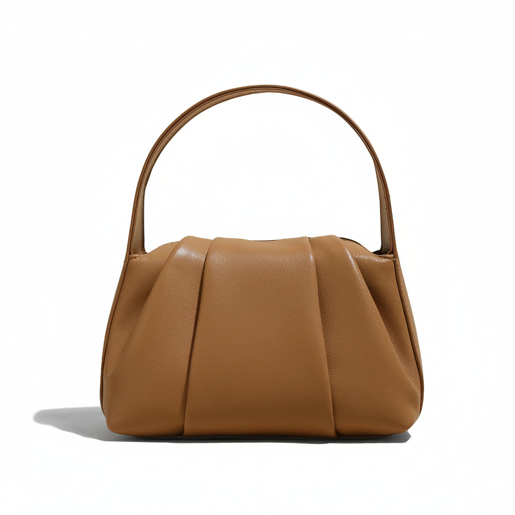 Ruched Leather Handbag-0