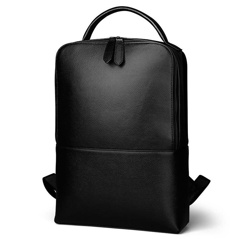 Luxury black full-grain leather backpack by CherryMax – handmade durable laptop bag for men and women.