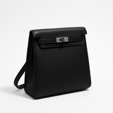 Convertible leather backpack with turn-lock closure