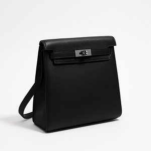 Convertible leather backpack with turn-lock closure