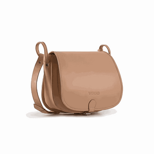 Classic women's leather postbag in natural juchta leather with adjustable strap and elegant vintage design.