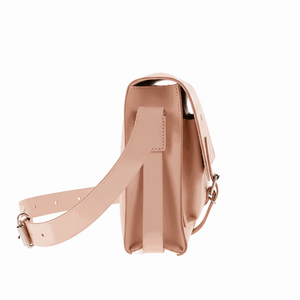 Natural leather shoulder purse with adjustable strap and traditional buckle closure, premium juchta leather, minimalist vintage design, handcrafted for everyday and formal use