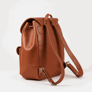 Vintage P1 leather backpack in brown handmade juchta leather with adjustable straps and buckle closure