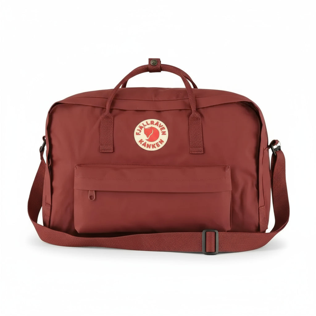 Red Fjällräven Kånken – durable nylon bag with soft handles