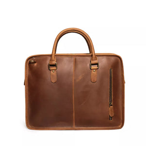 Handcrafted brown leather work bag for men