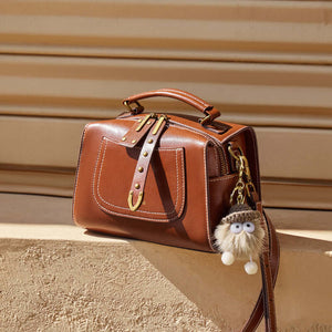 Brown Leather Casual Boston bag-3