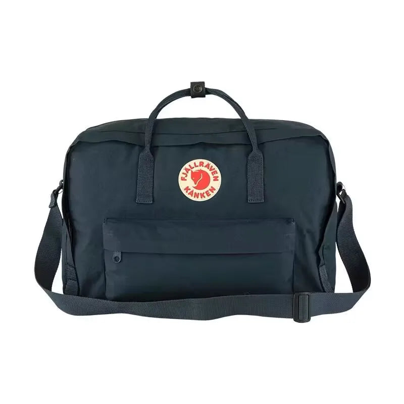 Navy blue Kånken shoulder bag with logo patch – Scandinavian minimalist design