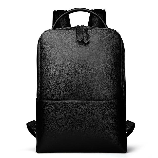 Luxury black full-grain leather backpack by CherryMax — handmade durable laptop bag for men and women.